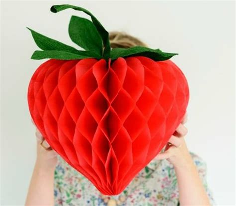 Paper Honeycomb Heart Into A Gorgeous Strawberry K Craft