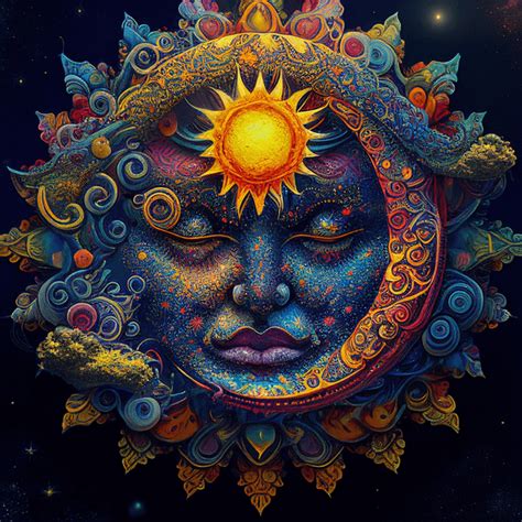 Moon And Sun And Stars Symbolic Esoteric Intricate Fine Details Intricate Details Super