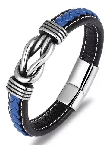 Pulsera Hombre Cuero Magnetica Tipo Nudo Colores Caja Cuotas Sin