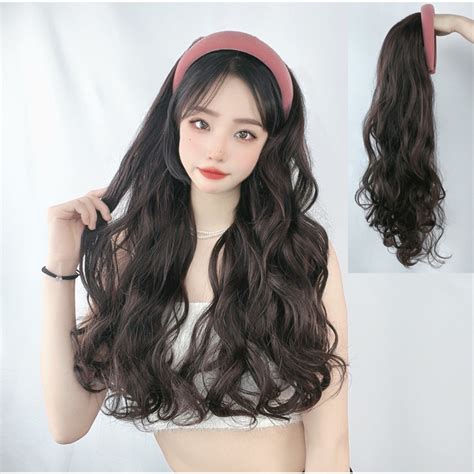 Jual Wig Bando Rambut Palsu Wanita Panjang Lurus Gelombang Simple