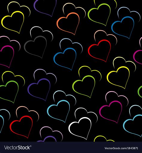 Black background with colored hearts Royalty Free Vector