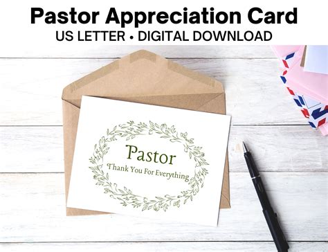 Printable Pastor Appreciation Card Pastor Thank You Card Thank You