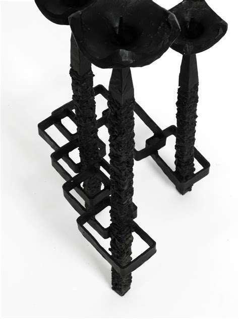 Large Floor Or Table Candle Holder Made Of Wrought Iron In Brutalist