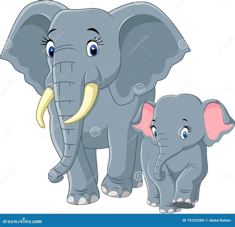 Mother Elephant And Baby Elephant. Cartoon Vector | CartoonDealer.com ...