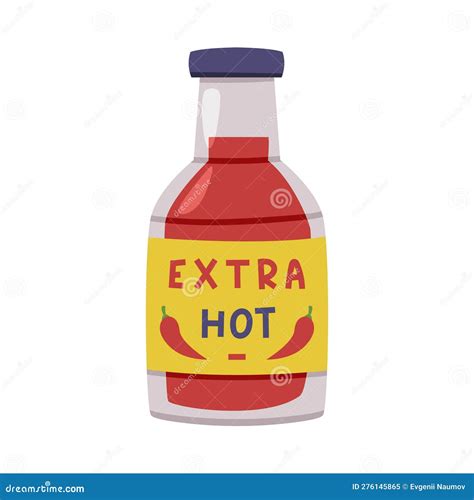 Glass Bottle With Hot And Spicy Chili Sauce With Label And Cap Vector Illustration Stock Vector