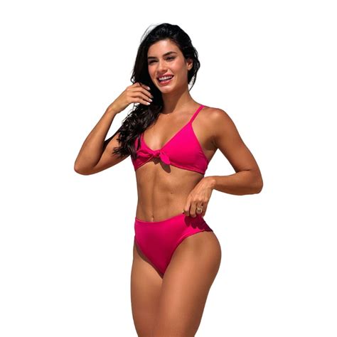 Biqu Ni Cintura Alta Hot Pant Pink Grepe Beachwear