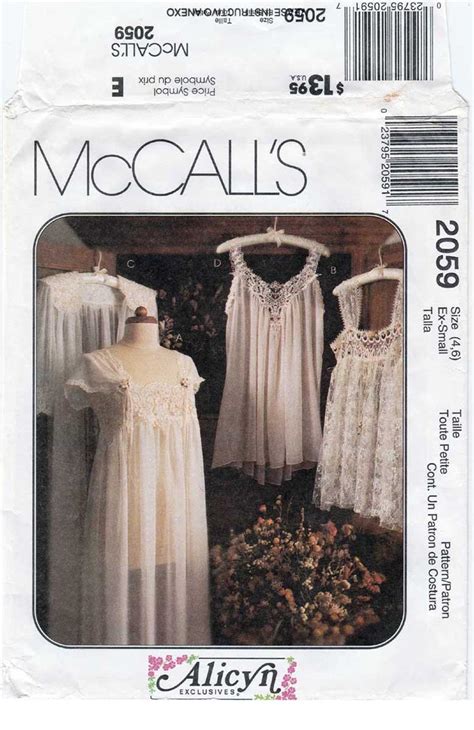 Women S Lingerie Gown Robe Baby Doll Nightie Sewing Pattern Misses Size Uncut Mccall S