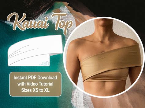 DIY One Shoulder Bandeau Swim Top Strapless Bikini With Crossed Band Kauai Top Digital PDF