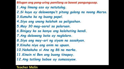 Ano Ang Halimbawa Ng Pang Uring Pamilang