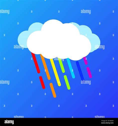 Cloud Rainbow Rain Blue Skycartoon Vector Flatisolated On A Blue