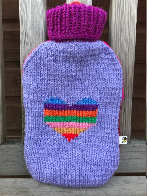 Heart Hot Water Bottle Cover Knitting Pattern Etsy
