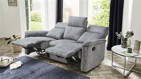 Sofa Amrum Sessel Relaxsessel 3 Sitzer Mit Funktion Vintage Grau 180