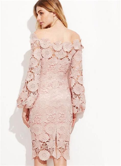 Long Sleeved Pink Embroidered Dress Dresses Length Knee Length