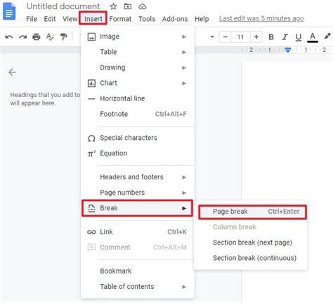 Tapes Pour S Parer Les Pages Dans Google Docs