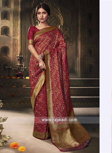 Banarasi Silk Saree In Maroon Color