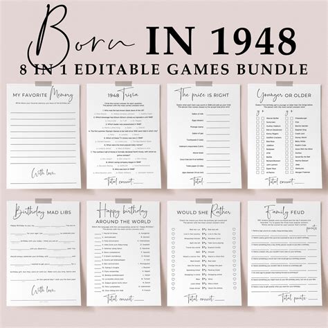 75th Birthday Games Printable Simple Birthday Party Activity - Etsy