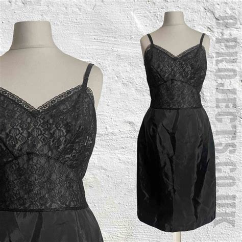 Vintage 1950s Black Slip Dress Lingerie St Michael Gem
