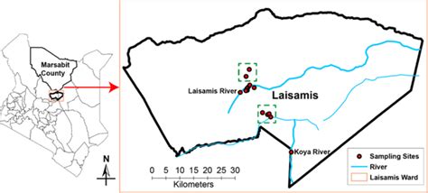 The Map Of Kenya Showing The Sampling Sites In Laisamis And Koya In