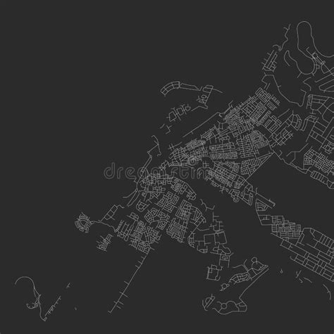 Vector Map of Abstract City in Black and White Stock Vector