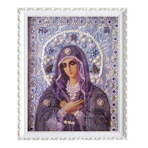 Full Diamond Paintingthe Virgin Mary In Purplediy Round Cross Stitch