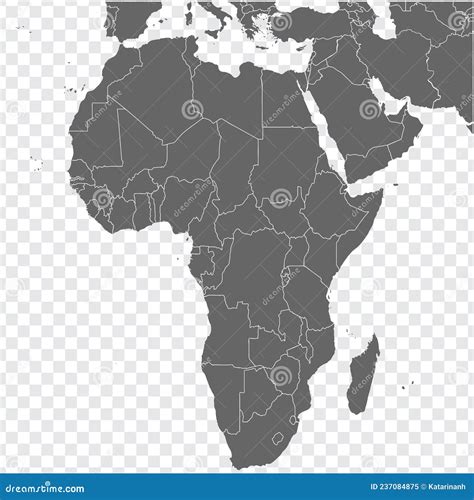 Map Africa and Western Asia Vector. Gray Similar Africa Map Blank ...