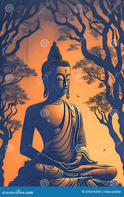 Makha Bucha Day Black Illustration CartoonDealer 213989220