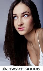 Studio Portrait Sexy Brunette White Lingerie Stock Photo Shutterstock