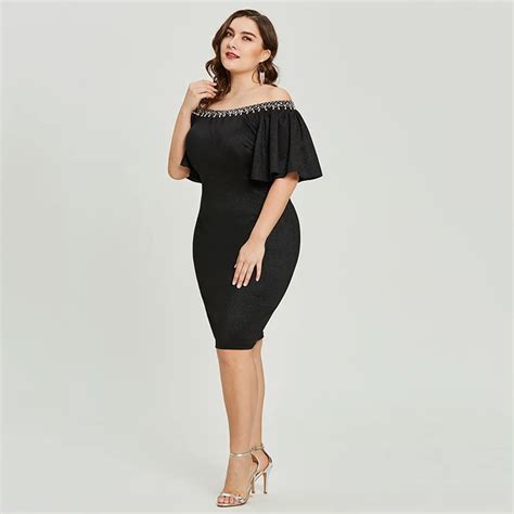 Dressv черное коктейльное платье дешевое с открытыми плечами длиной до ...