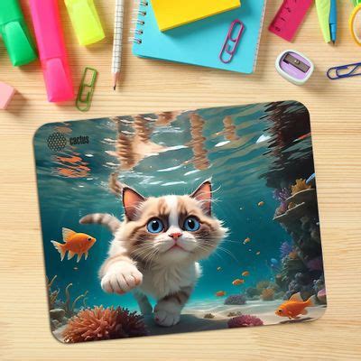 Обзор товара коврик для мыши Cactus Fish Cat рисунок, ткань ...
