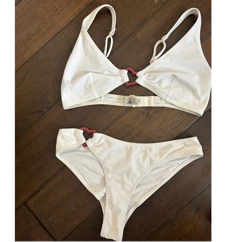 Fruity Booty Two Piece White Bikini With Heart Depop