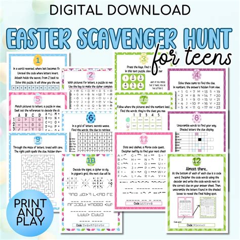 Easter Scavenger Hunt For Teens Tweens Indoor Easter Treasure Hunt For