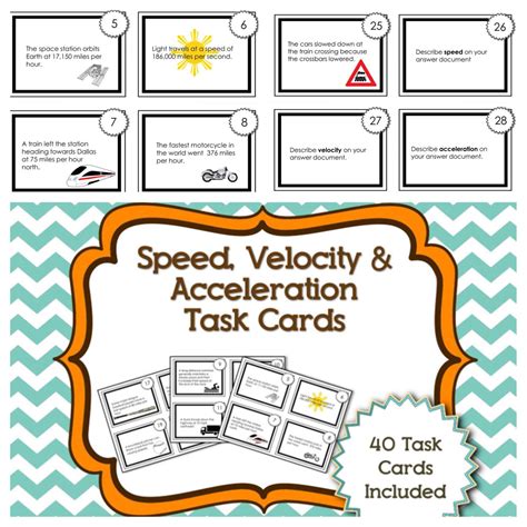 Task Cards For Speed Velocity And Acceleration Speed Velocity