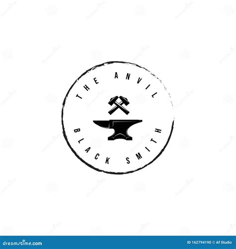 Blacksmith Iron Anvil Foundry Vintage Retro Logo Design Vector Stock