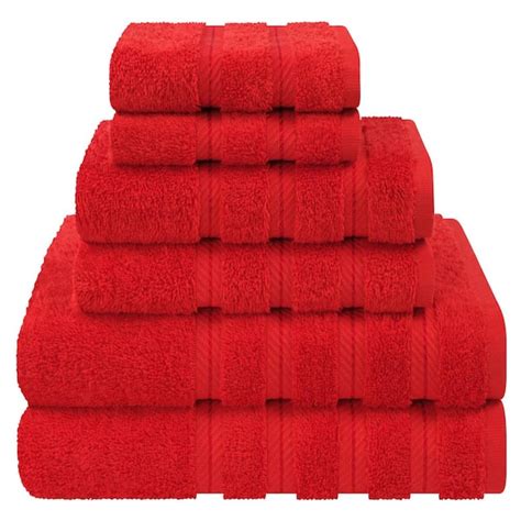 American Soft Linen Red Piece Turkish Cotton Towel Set Pc Red E