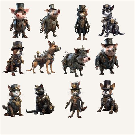 Steampunk Animals Clipart, Mechanical Animals, Junk Journal, Scrapbook ...