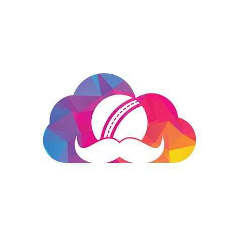 Moustache Cricket Cloud Shape Concept Vector Icon Design Strong