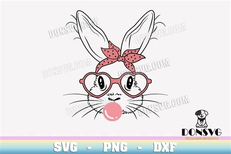 Rabbit Girl With Bubblegum SVG Easter Png Clipart For T Shirt Design