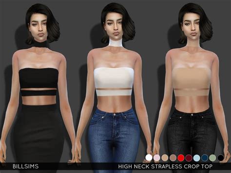 The Sims Resource High Neck Strapless Crop Top