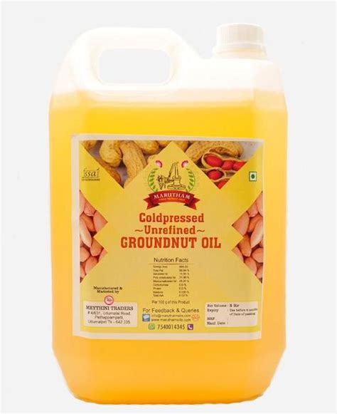 Cold Pressed Groundnut Oil 5 Liter Inr 1500 Pack By Meythini