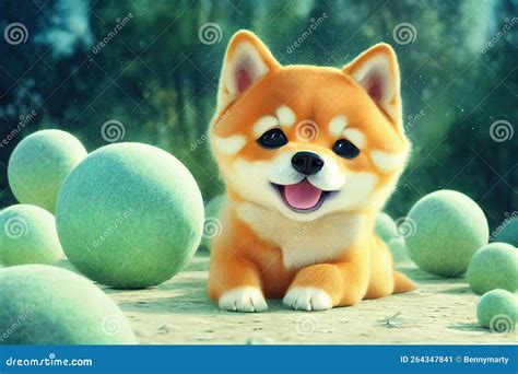 Shiba Inu Puppy Dog Playing Happy Stock Illustration - Illustration of ...