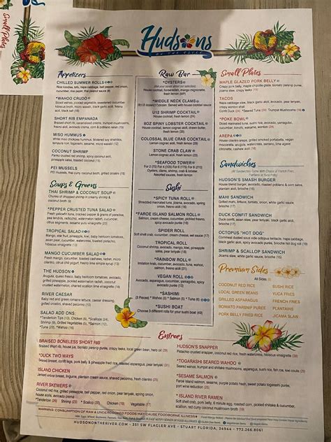 Menu At Hudsons On The River Pub And Bar Stuart