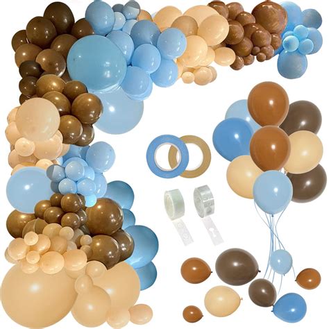 PERPAOL 147PCS Blue Brown SSF20 Coffee Balloons Garland Kit Boho Nude