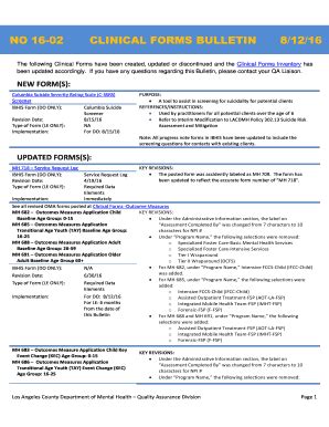 Fillable Online File Lacounty No Clinical Forms Bulletin