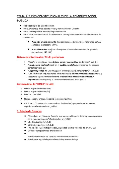 TEMA 1 Temario De Fundamentos De Derecho Administrativo UAM TEMA 1