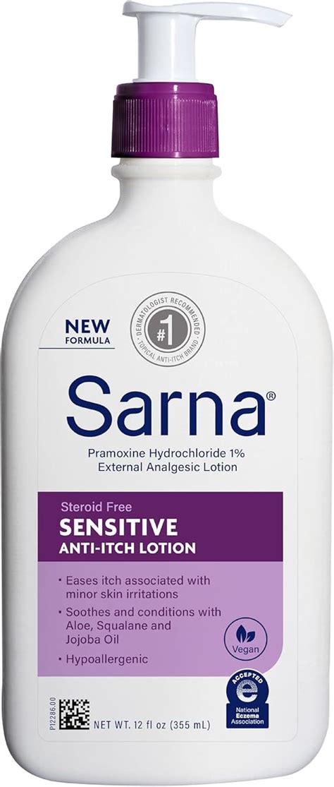 Sarna Sensitive Anti Itch Lotion Steroid Free Fragrance Free Vegan