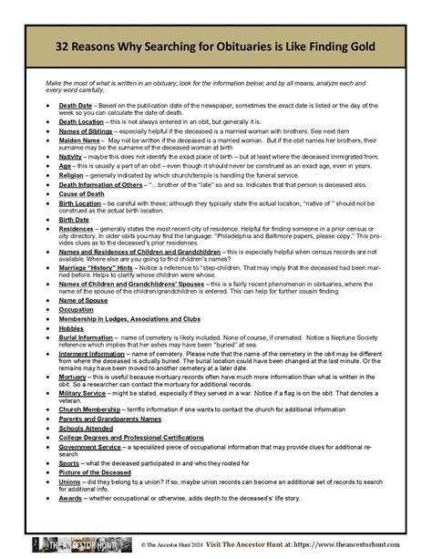 The Ancestor - 32 Reasons Why Searching for Obituaries is Like Finding