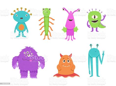 Set Of Cute Aliens Character Vector Illustration Friendly And Funny