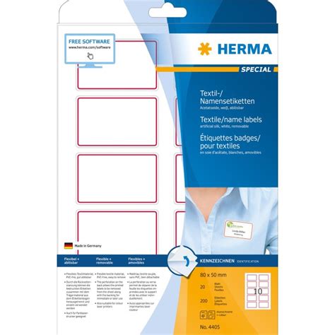 Herma Namensetiketten Acetatseide X Mm Abl Sbar Wei Rot Ab