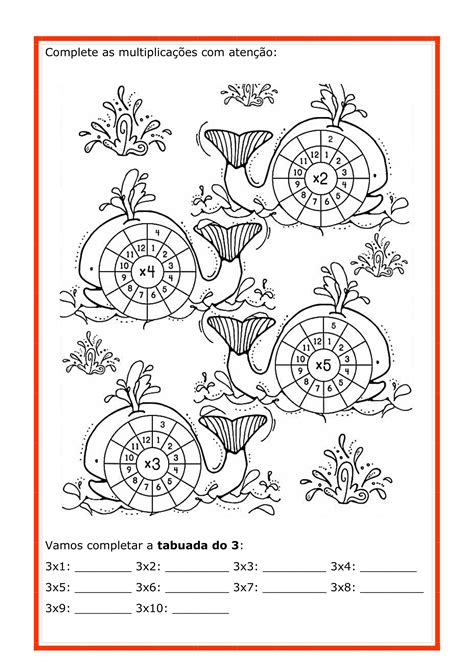 ATIVIDADES DE MATEMÁTICA MULTIPLICAÇÃO TABUADA Cuca Super legal