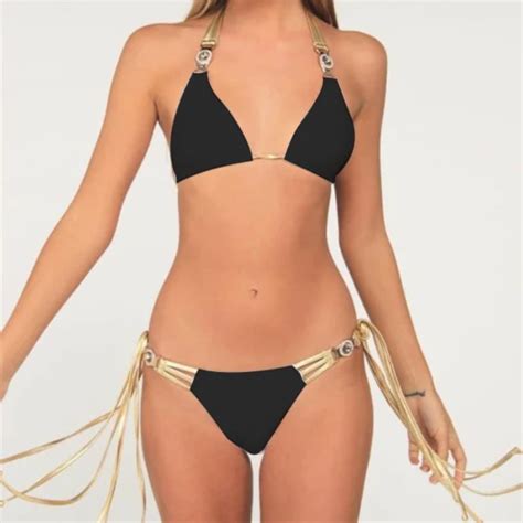 Summer Bandage Cross Girls Diamond Bikinis Fringe Bathing Suit Sexy Shiny Bikini Swimwear For